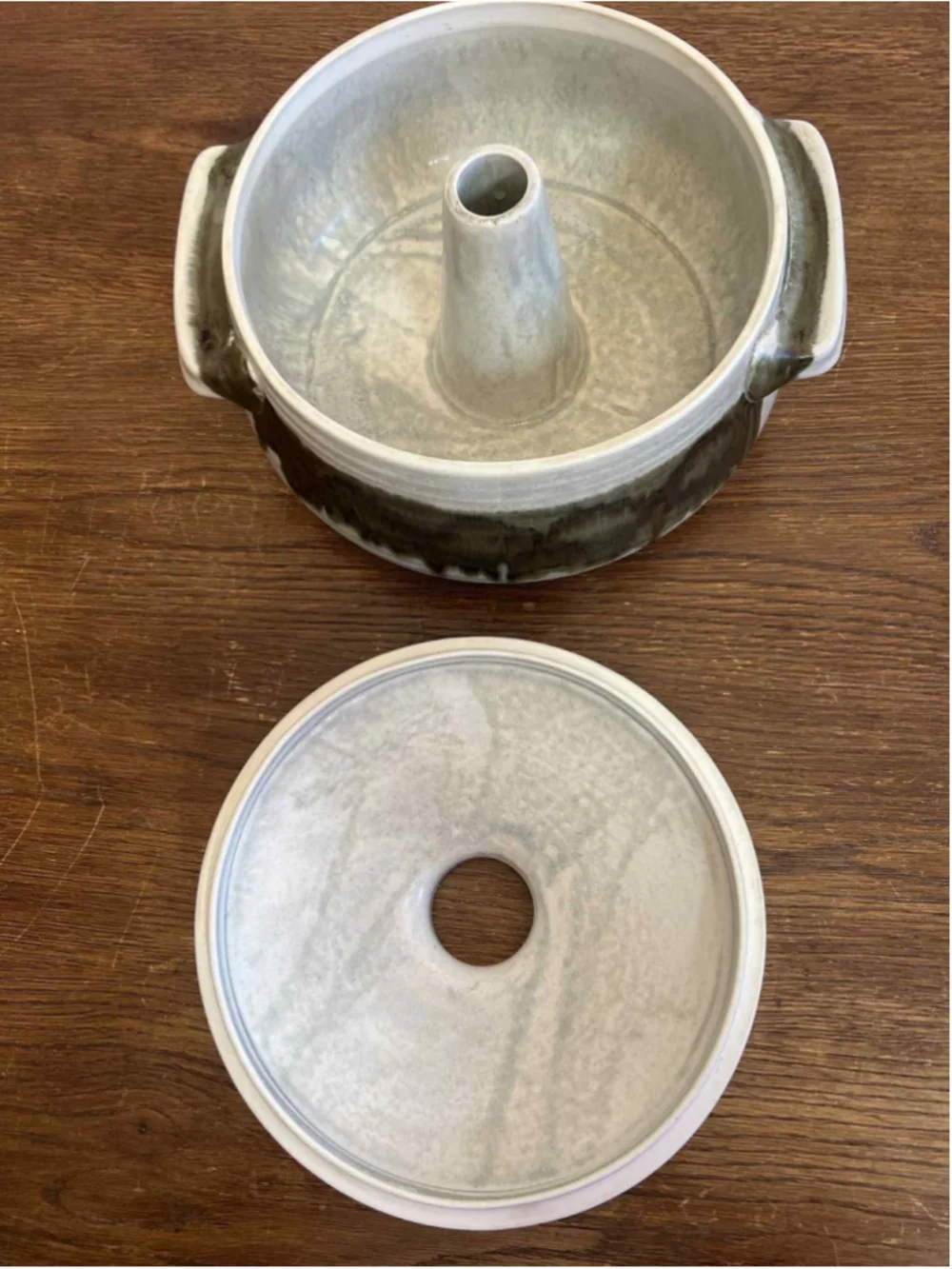 Vintage Micropot 3 QT Ceramic Vertical Chicken Roaster Lid Oven to Table Stone
